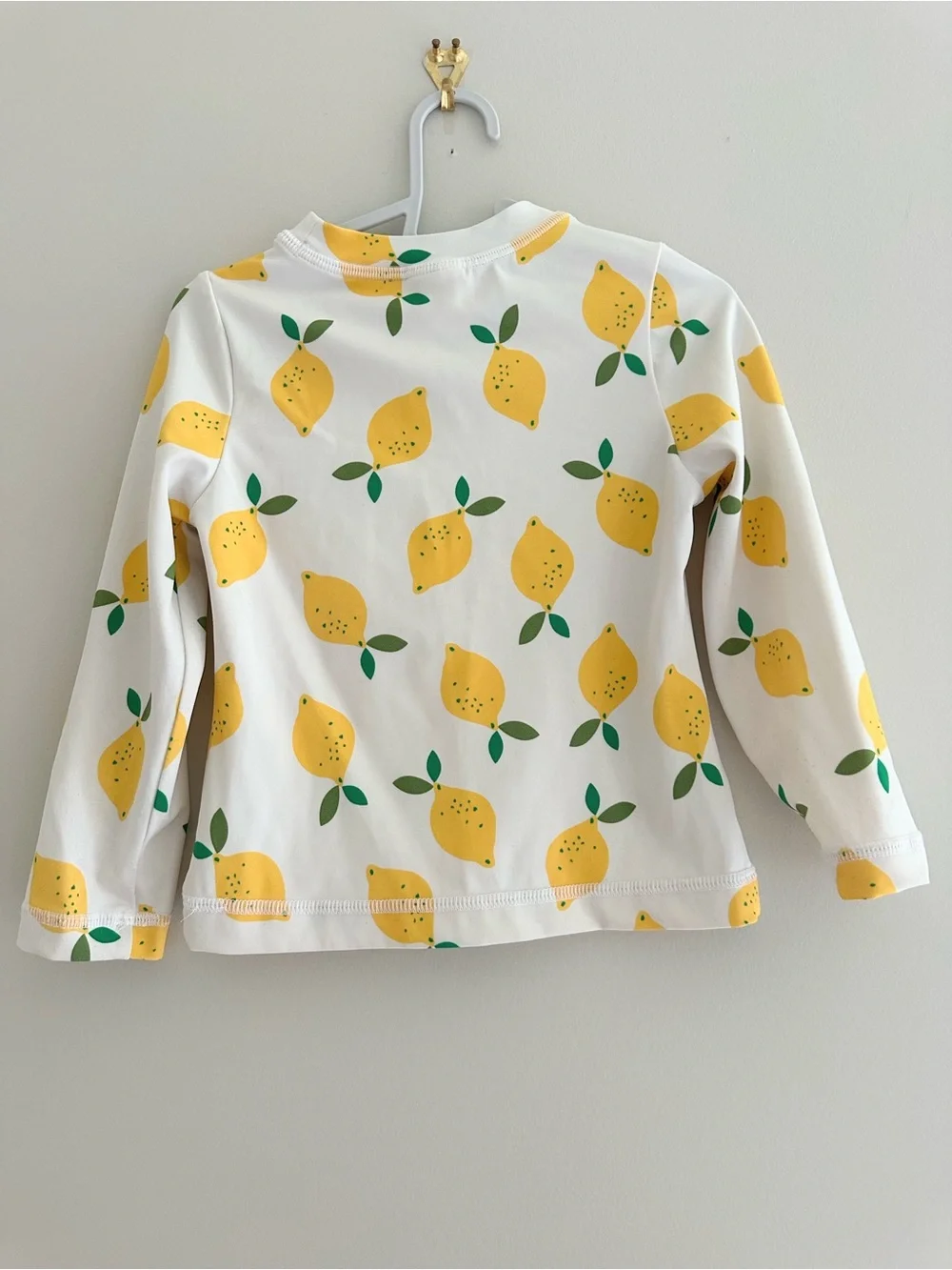 Hanna Andersson Girls Lemon Print Long Sleeve Rash Guard Swim Top, Size 3T / 90